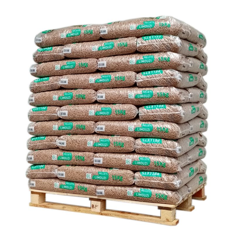 Bois-sec-palette-pellet-Belgique-01 Pellets LIMOUZI – Certifiés DIN Plus & PEFC – Palette de 66 Sacs (15 kg) – Image 1