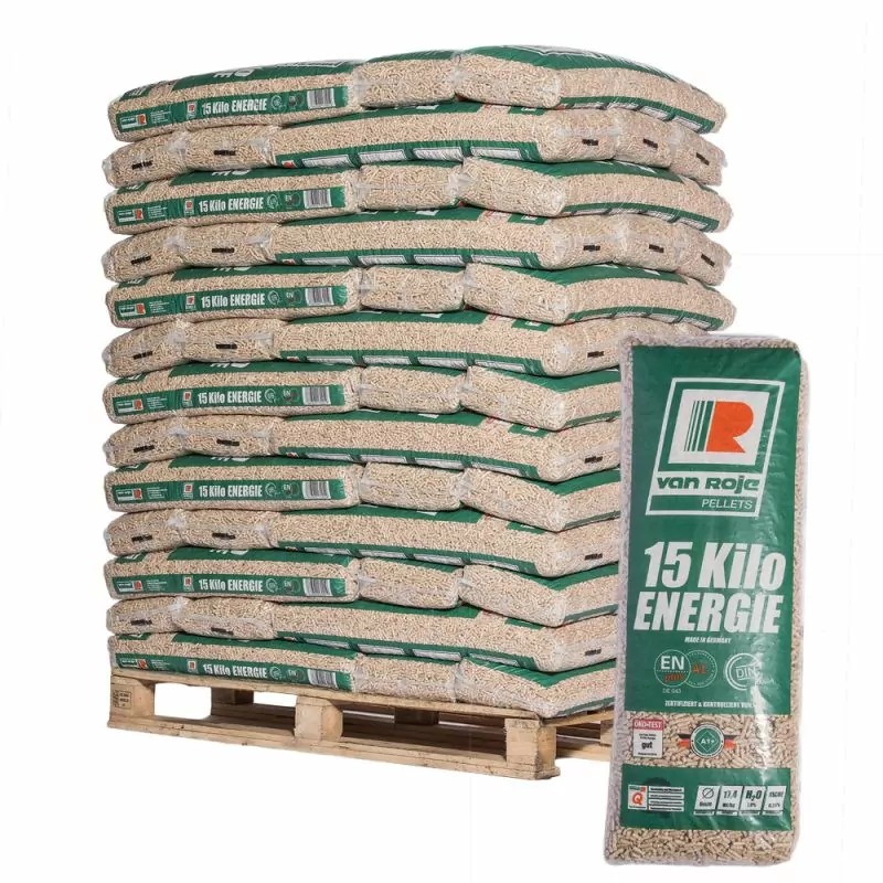 Bois-sec-palette-pellet-Belgique-02 Pellets VanRoje – Normes DIN Plus & EN Plus – Palette 65 Sacs (15 kg) – Image 1