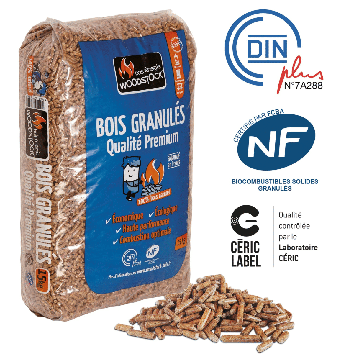 Palette de Granulés Woodstock® – 72 Sacs de 15 kg – Qualité Premium Certifiés NF & DINplus – Image 2