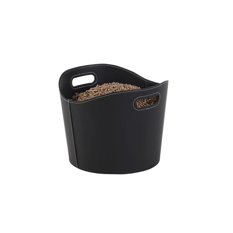 gamma-corbeille-pellets GAMMA – Corbeille à granulés en simili-cuir noir givré – Image 1