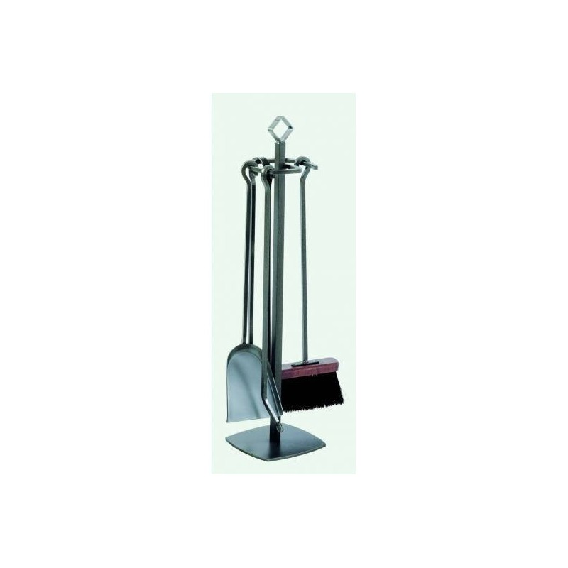 losange-serviteur-de-cheminee (1) LOSANGE – Serviteur de cheminée en acier avec 4 accessoires (noir ou gris) – Image 1