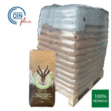 Palette Premium de Pellets Stark – 84 Sacs de 15 kg – 100 % Résineux Certifiés DINplus