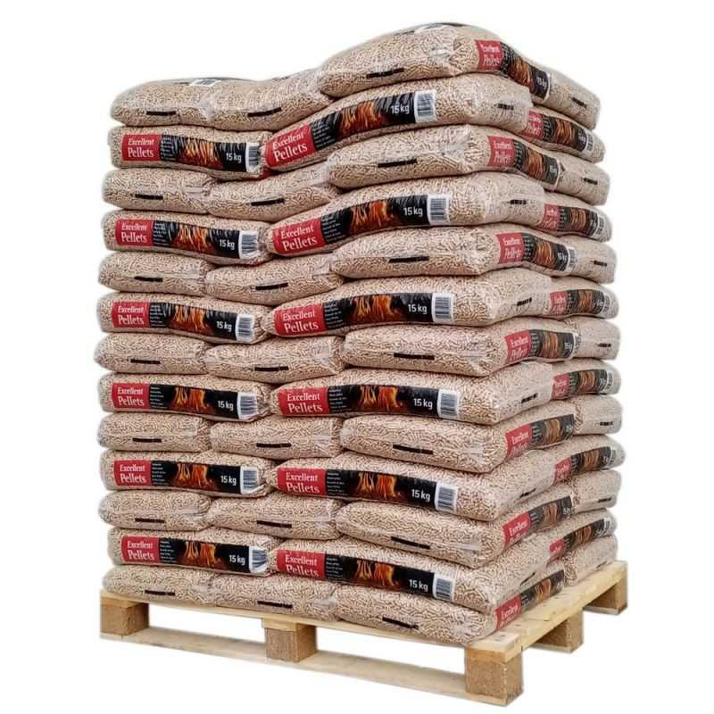 pellet-excellent-pellets-pallet-van-65-zakken-van-15-kg-35292-eur Palette de Granulés de Bois Excellent – 65 Sacs de 15 kg – Certifiés DINplus & ENplus A1 – Image 1